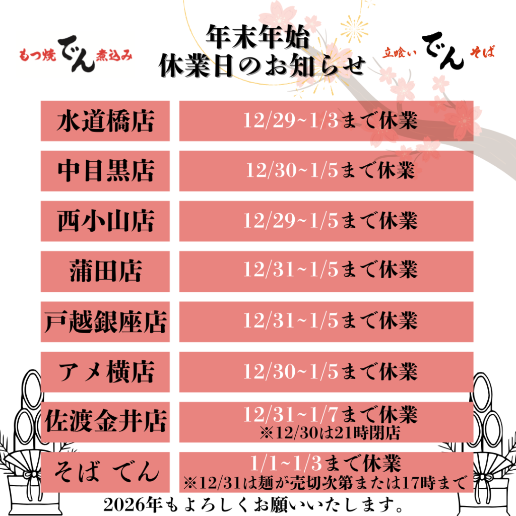 年末年始休業日